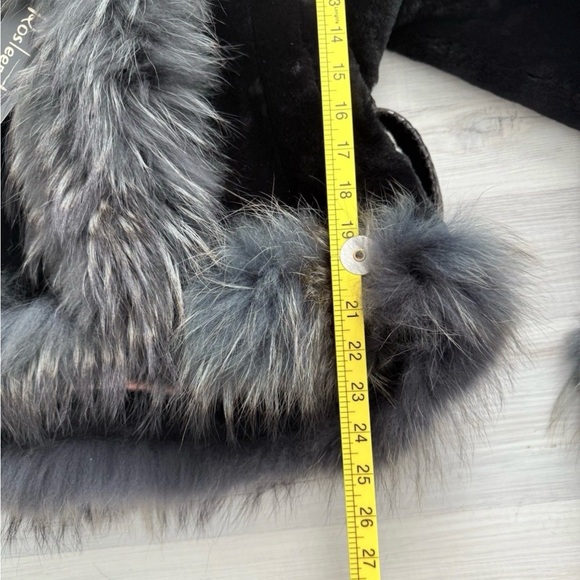 NEW Rosleen BLUE FUR COAT LEATHER BELT ACCENTS FULLY LINED ZIP SIZE 18 - Picture 15 of 15